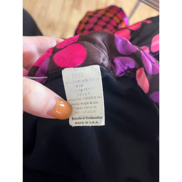 70s Black Pink Orange Polka Dot Dress - Picture 6 of 6